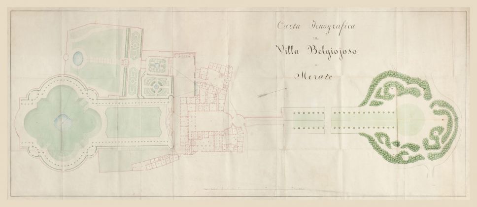 Carta iconografica della Villa Belgiojoso in Merate, seconda metà del ‘700, acquarello su carta