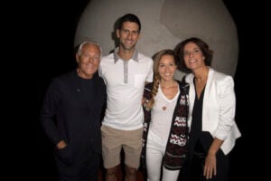 Armani diventa curatore: ecco le foto della mostra sullo sport a Milano, con la star del tennis Novak Djokovic