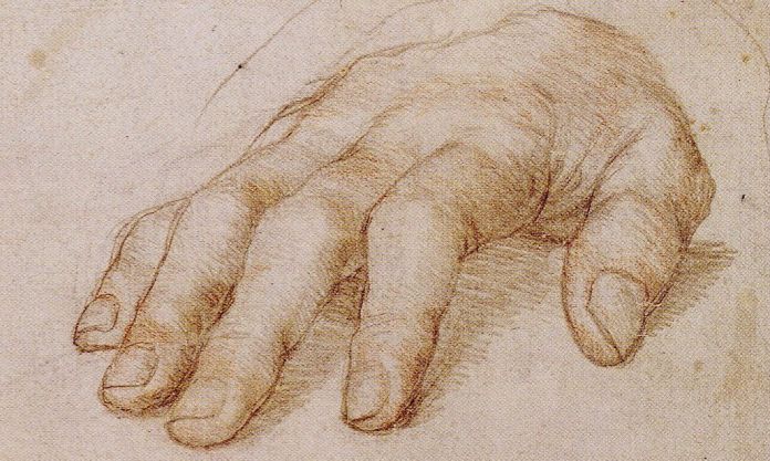 La mano di Erasmo, disegnata da Hans Holbein il Giovane