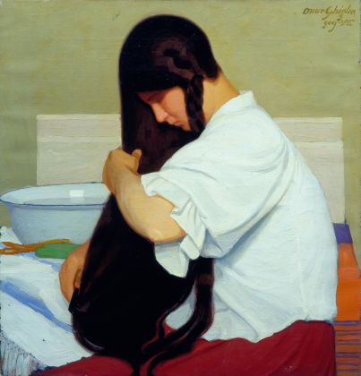 Oscar Ghiglia, La camicia bianca o Donna che si pettina, 1909 - Viareggio, Istituto Matteucci