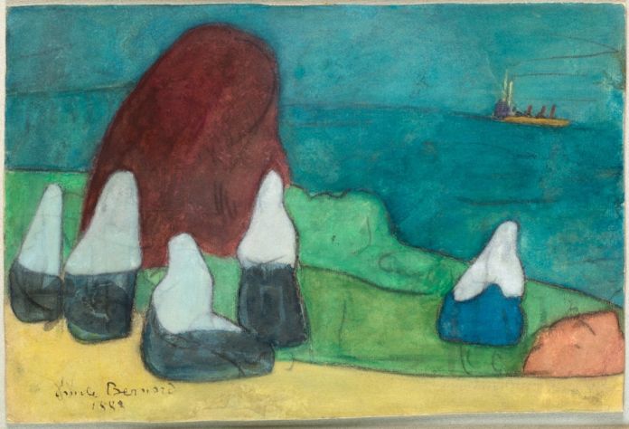 Émile Bernard, Donne bretoni sulla spiaggia e covone di alghe, 1888 - Saint-Germain-en-Laye, Musée Départemental Maurice Denis, Le Prieuré