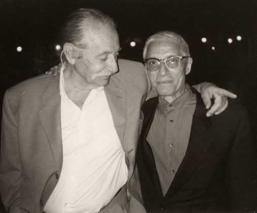 Alessandro Mendini e Ettore Sottsass jr, Venezia 1993. Photo Johanna Grawunder