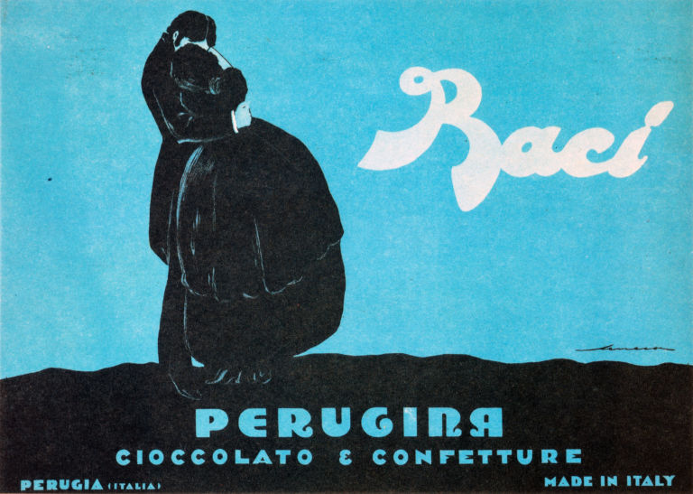 Federico Seneca, manifesto pubblicitario, Baci Perugina, 1922, cartacromolitografia, 100 x 140 cm Museo nazionale Collezione Salce, Treviso
