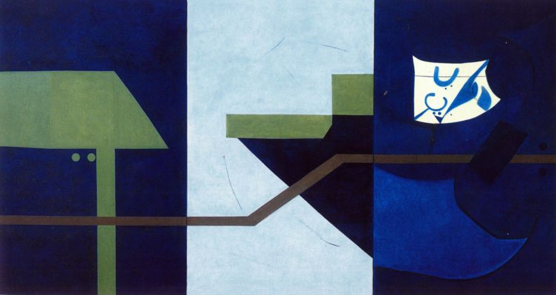 Galleria 2000&Novecento - Enrico Della Torre, Universo fluviale, 1989, olio su tela (tre telai assemblati), cm. 116x220