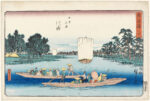 Utagawa Hiroshige, 3 – Kawasaki. Il traghetto di Rokugô, dalla serie Cinquantatré stazioni di posta del Tôkaidô, 1848-49 ca. - Honolulu Museum of Art