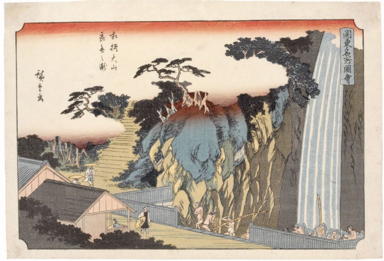 Utagawa Hiroshige, La cascata Rôben a Ôyama nella provincia di Sagami, dalla serie Vedute dei luoghi celebri del Kantô, 1843 - Honolulu Museum of Art