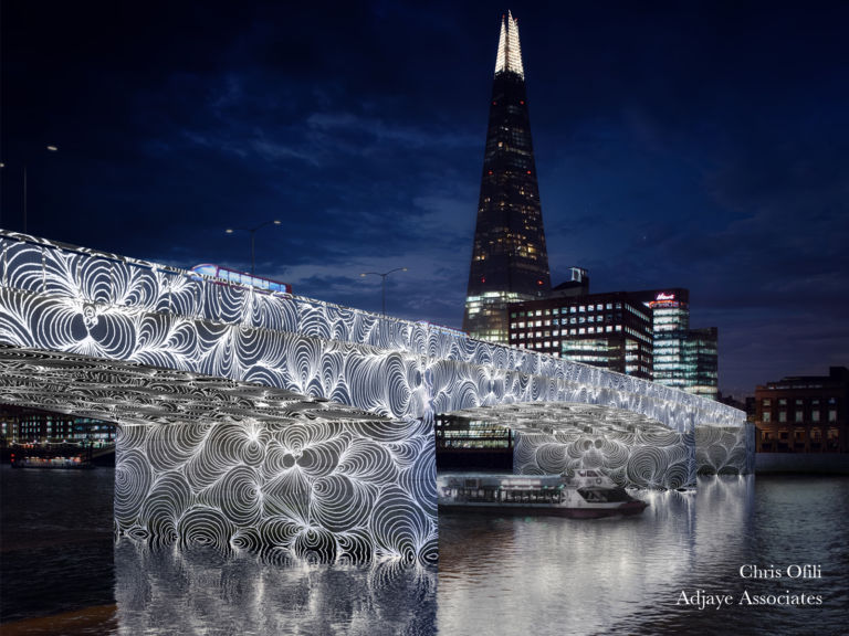 Adjaye Associates, Blurring Boundaries, Chris Ofili, Invisible Ripples (London Bridge) (c) Malcolm Reading Consultants and Adjaye Associates