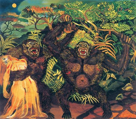 Antonio Ligabue, Gorilla con donna, s.d. (1957-58) – Collezione privata