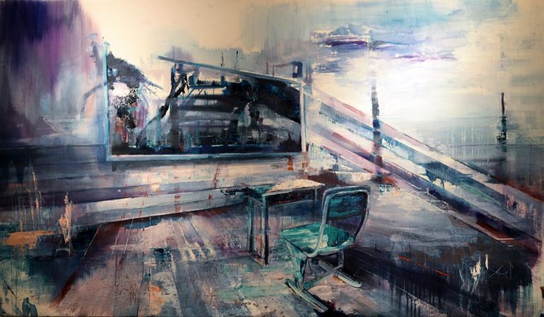 Arianna Matta, School room, olio su tela, 90x150 cm