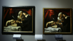 Confronto tra la Giuditta attribuita a Caravaggio (a sinistra) e quella attribuita a Louis Finson
