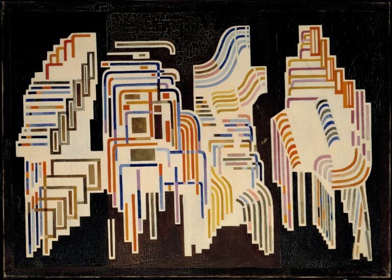 Ida Barbarigo, Construction (La ville), 1955, olio su tela, 46 x 65 cm, Collezione privata © Claudio Franzini