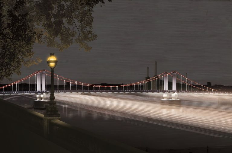 Sam Jacob Studio and Simon Heijdens, Thames Nocturne, Chelsea Bridge (c) Malcolm Reading Consultants and Sam Jacob Studio and Simon Heijdens