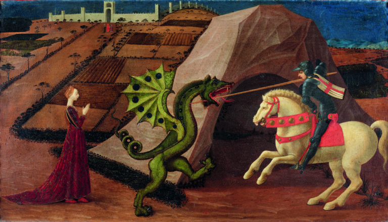 Paolo Uccello, San Giorgio e il drago, 1440 ca., Tempera su tavola, Parigi, Musée Jacquemart-André, Institut de France