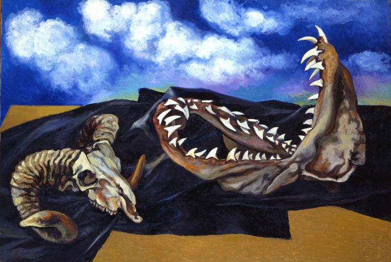 Renato Guttuso, Bucranio, mandibola di pescecane e drappo nero contro il cielo, 1984 – Roma, Archivi Guttuso © Renato Guttuso by SIAE 2016