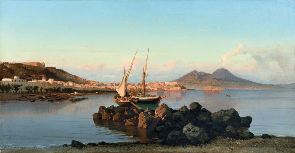 Alessandro La Volpe, Scena di pesca nel Golfo di Napoli, 1866, collezione privata