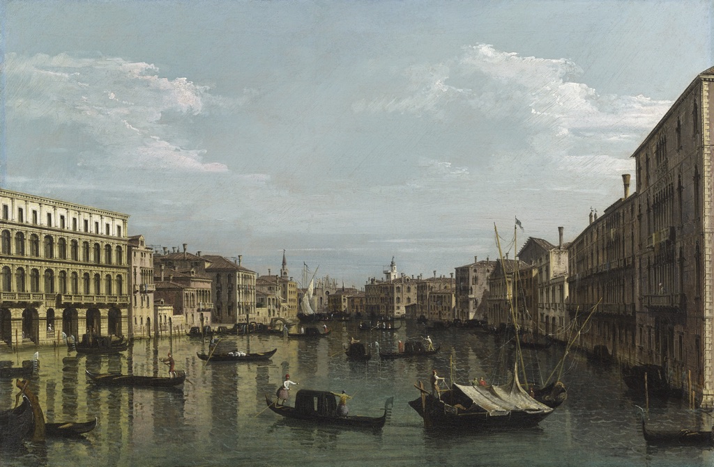 Bernardo Bellotto, Il Canal Grande verso sud, dai Palazzi Foscari e Moro Lin fino a Santa Maria della Carità, Venezia, 1738 ca., Collezione privata