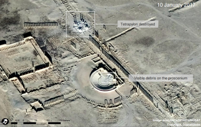 Immagine satellitare dopo la distruzione (copyright DigitalGlobe)