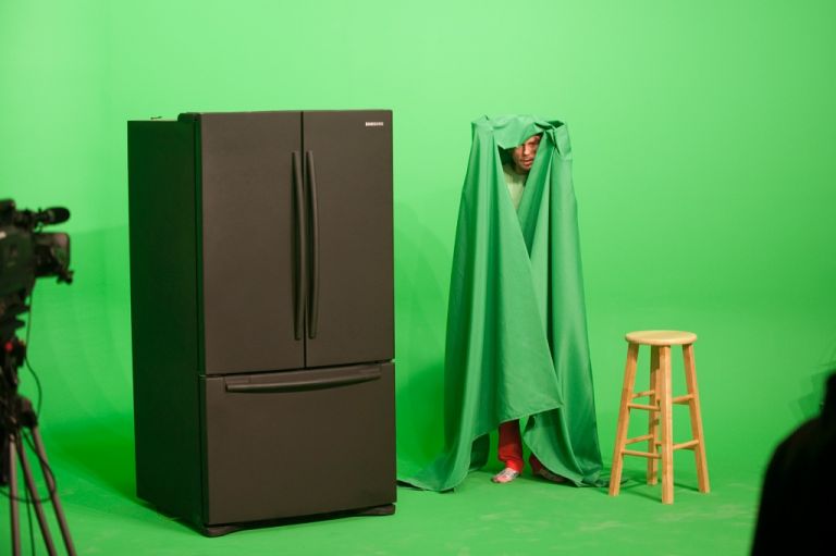 Mark Leckey, GreenScreenRefrigeratorAction, 2010. Performance at Gavin Brown's enterprise, New York 2010