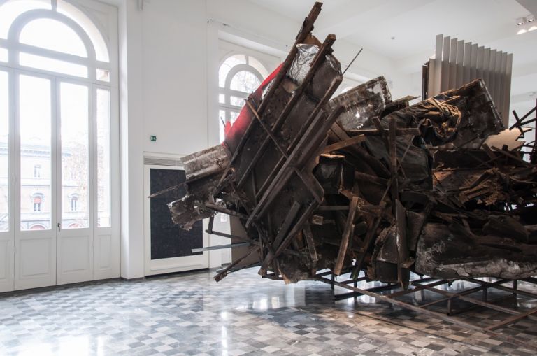 Peter Buggenhout, The Blind Leading the Blind, exhibition view at Palazzo De' Toschi, Bologna 2017. Photo Irene Fanizza