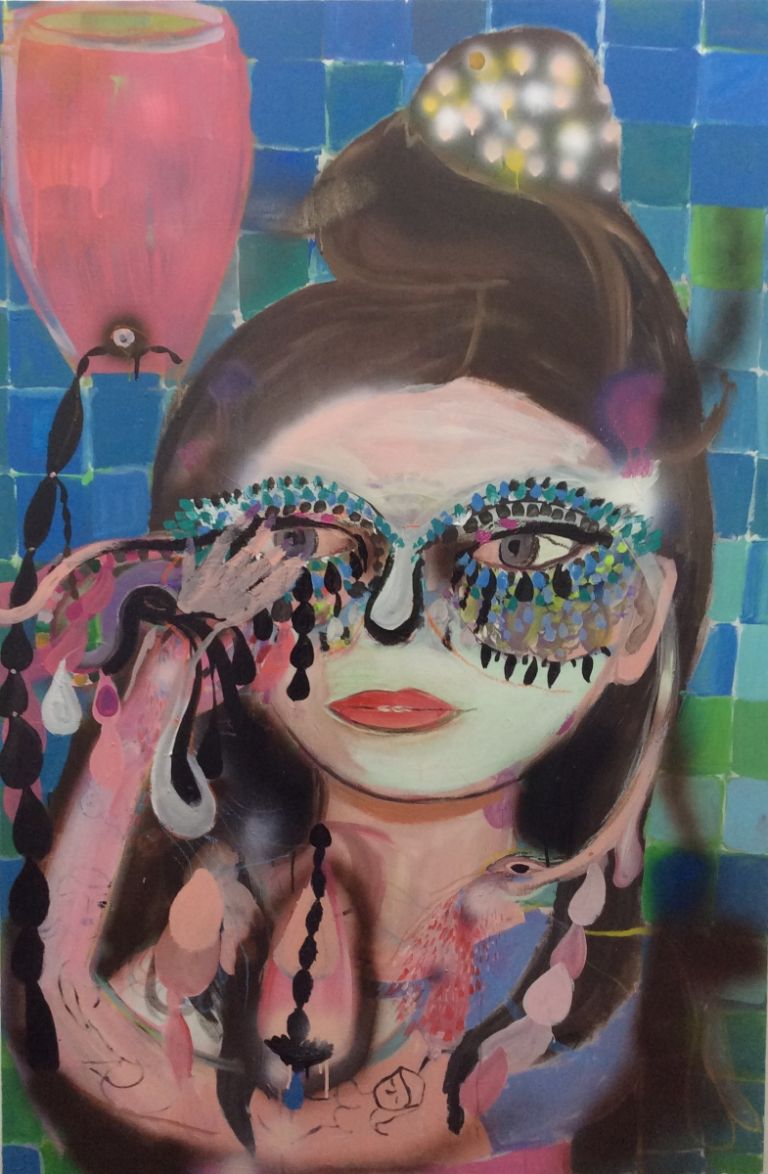 Silvia Argiolas, Artista sadica, 2016, tecnica mista su tela, cm 150x100