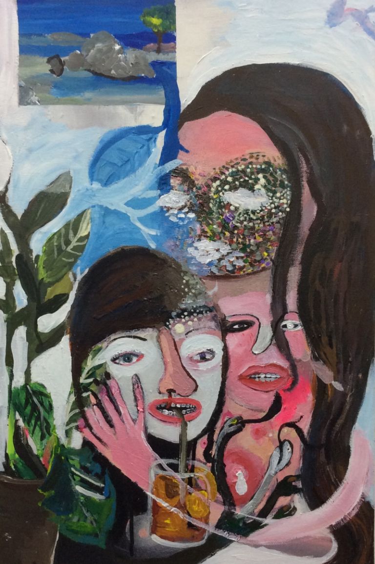 Silvia Argiolas, Madre e figlia, 2016, tecnica mista su tela, cm 59x40