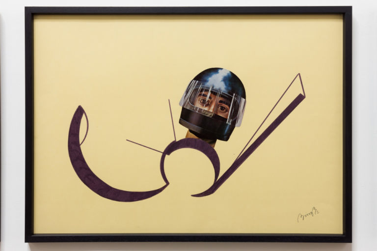 Tomaso Binga, Ritratto analogico (L'astronauta), 1972, collage e pennarello su carta, cm 50 x 70, Galleria Tiziana Di Caro, Napoli