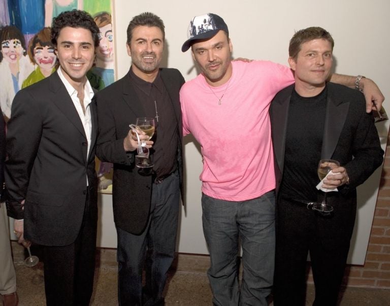 Filippo Tattoni-Marcozzi, George Michael, David LaChapelle e Kenny Goss all'opening della Goss Gallery a Dallas nel 2005