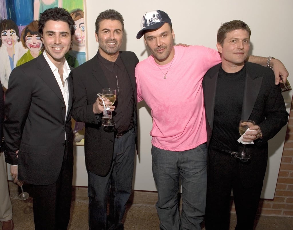 Filippo Tattoni-Marcozzi, George Michael, David LaChapelle e Kenny Goss all'opening della Goss Gallery a Dallas nel 2005