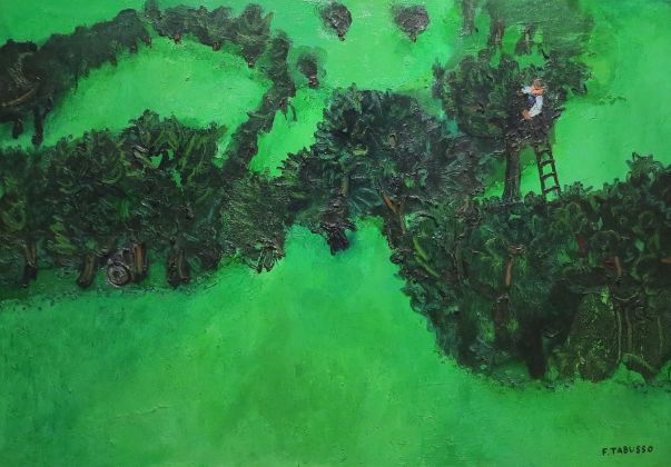 Francesco-Tabusso, Il prato verde, 1965, olio su tela, 70 x 100 cm