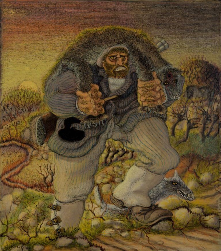 Gino Covili, Cacciatore, 1972, mista su tela, cm 80 x 70, © COVILIARTE