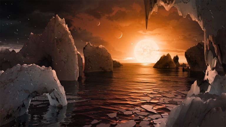 La superficie di uno degli esopianeti del sistema Trappist-1