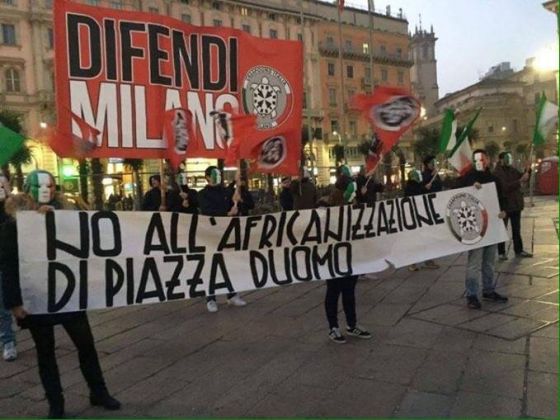 Manifestazione di Casapound contro le palme a Milano