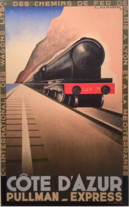 Pierre Fix-Masseau, Cote d’Azur Pullman Express, 1929, collezione Alessandro Bellenda–Galleria L’Image, Alassio, Savona