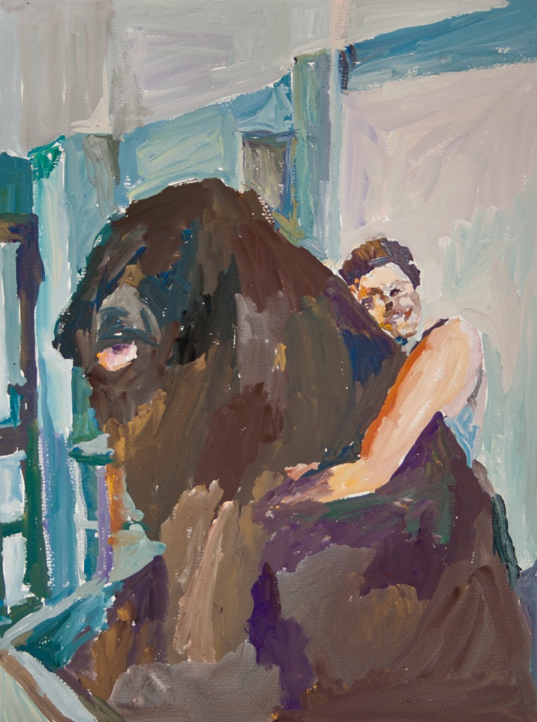 Renato Barilli, Ale con cane, 2015-16. Tempera su carta Fabriano, cm 70x50 ca.