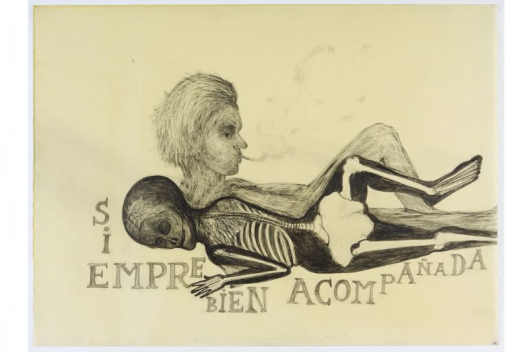 Sandra Vásquez de la Horra, Siempre Bien Acompanada, 2012. Graphite on paper, wax, 55,5 x 76 cm