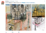 Su Twitter segnalano alcuni disegni di Aldo Rossi. Piazza Duomo con tanto di palme