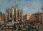 Un dipinto del Novecento. Anche qui palme in Piazza Duomo