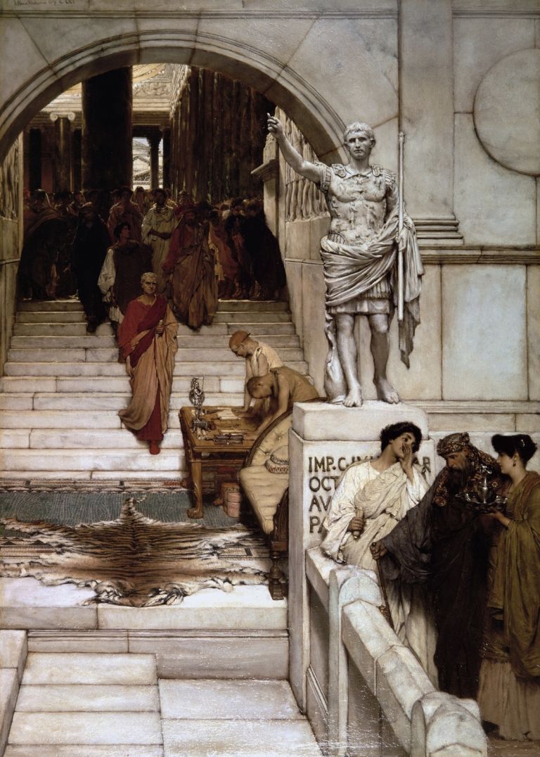Lawrence Alma-Tadema, An Audience at Agrippa’s, 1875 (olio su legno, 90.8 × 62.8 cm), Dick Institute, Kilmarnock, by permission of East Ayrshire Council / East Ayrshire Leisure