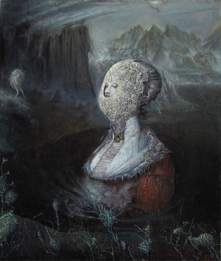 Agostino Arrivabene, Coniunctio (diptico), 2016-17, olio su legno, cm 60 x 50