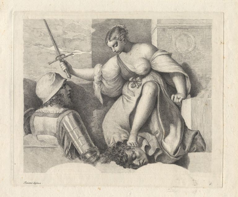 Anton Maria Zanetti, La Giustizia o Giuditta (da Tiziano Vecellio), 1760, acquaforte e bulino. Museo Correr, Gabinetto dei disegni e delle stampe. Fondazione Musei Civici di Venezia