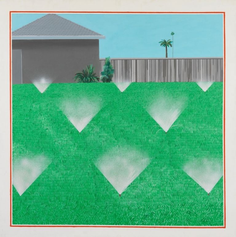 David Hockney, A Lawn Being Sprinkled, 1967. Lear Family Collection. © David Hockney. Photo Richard Schmidt