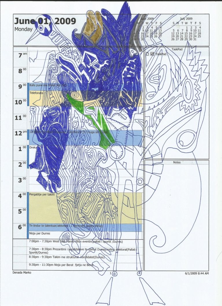 Edi Rama, Untitled (881), mixed media on A4 paper