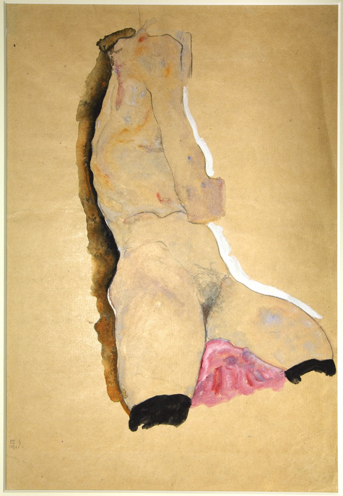 Egon Schiele, Nudo (Torso femminile), 1911, matita e acquerello su carta. Collezione privata in deposito presso la Fondazione Musei Civici di Venezia, Ca' Pesaro-Galleria Internazionale d’Arte Moderna