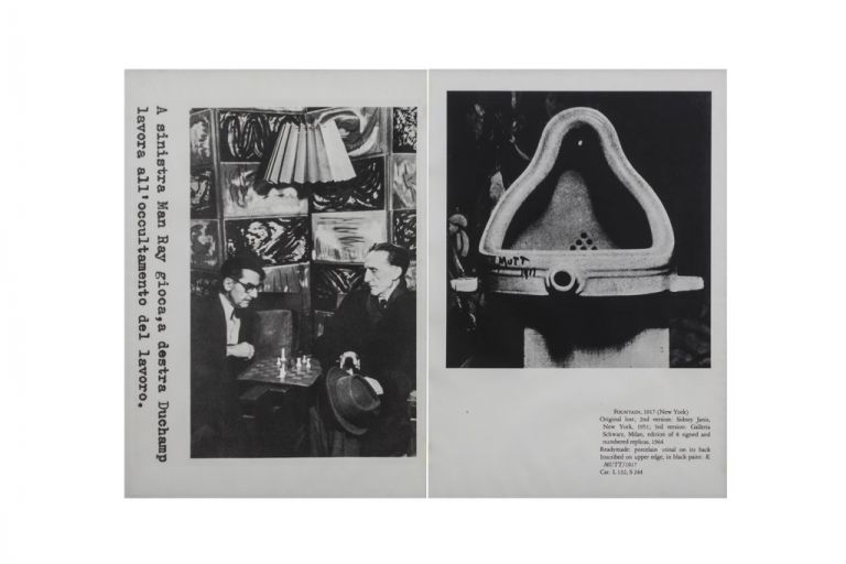 Franco Vaccari, A sinistra Man Ray gioca, a destra Duchamp lavora all’occultamento del lavoro, 1978. Collezione privata, Courtesy Fondazione Marconi, Milano