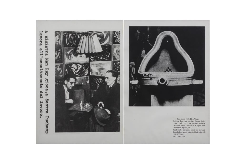 Franco Vaccari, A sinistra Man Ray gioca, a destra Duchamp lavora all’occultamento del lavoro, 1978. Collezione privata, Courtesy Fondazione Marconi, Milano