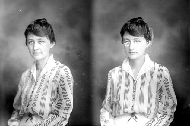 Georgia O’Keeffe shown in photographs taken in Charlottesville in 1915 by Rufus Holsinger (Image courtesy Albert & Shirley Small Special Collections Library)