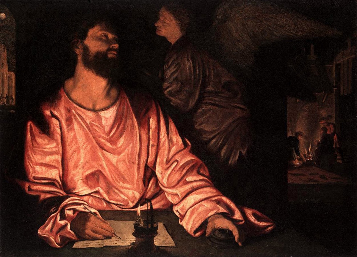 Giovanni Gerolamo Salvoldo, San Matteo e l'angelo, 1534, Olio su Tela, New York Metropolitan Museum of Art