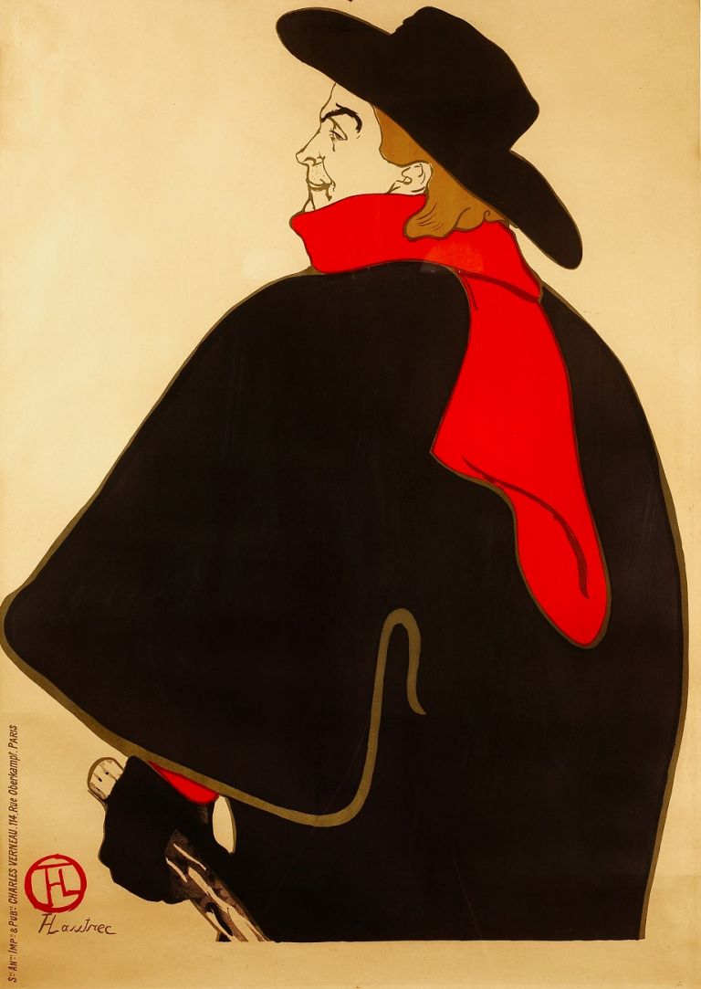 Henri de Toulouse-Lautrec, Aristide Bruant, dans son Cabaret (Before Letters), 1893. Color Lithography, 127,3x95 cm., ph. © Herakleidon Museum, Athens Greece