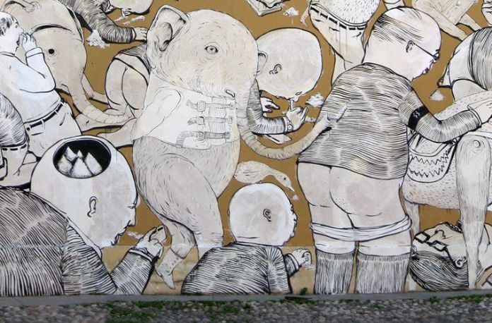Il murale di Blu ed Ericailcane al Pac di Milano