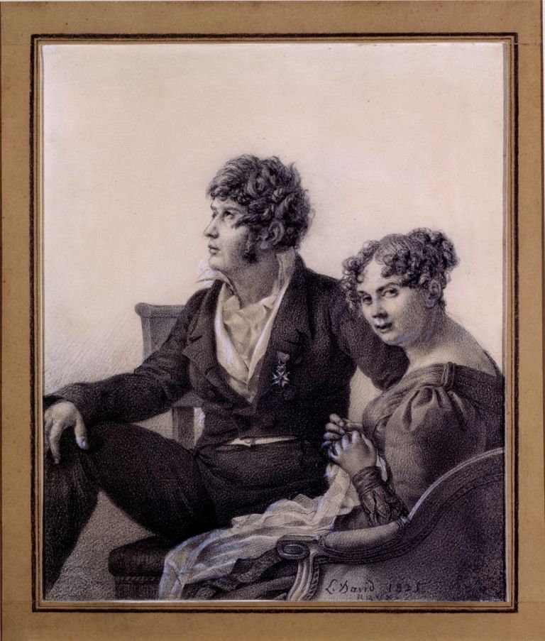 Jacques-Louis David, Ritratto di François-Eugène David e di sua moglie Anne-Thérèse, 24,8 x 20,8 cm. Parigi, collezione Prat